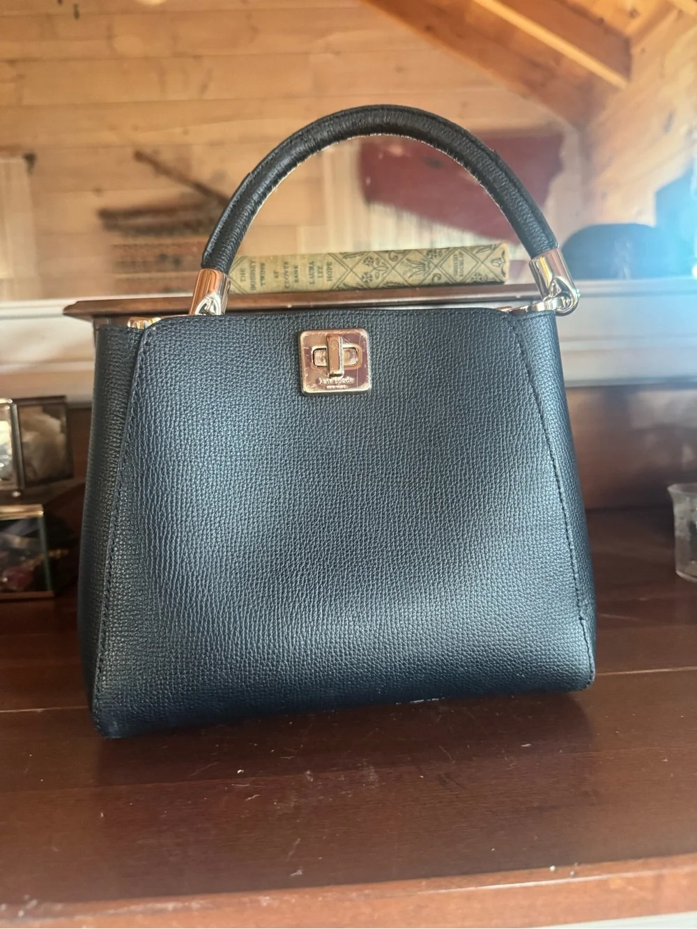 The cutest small Kate Spade Black Structured Top-Handle Bag